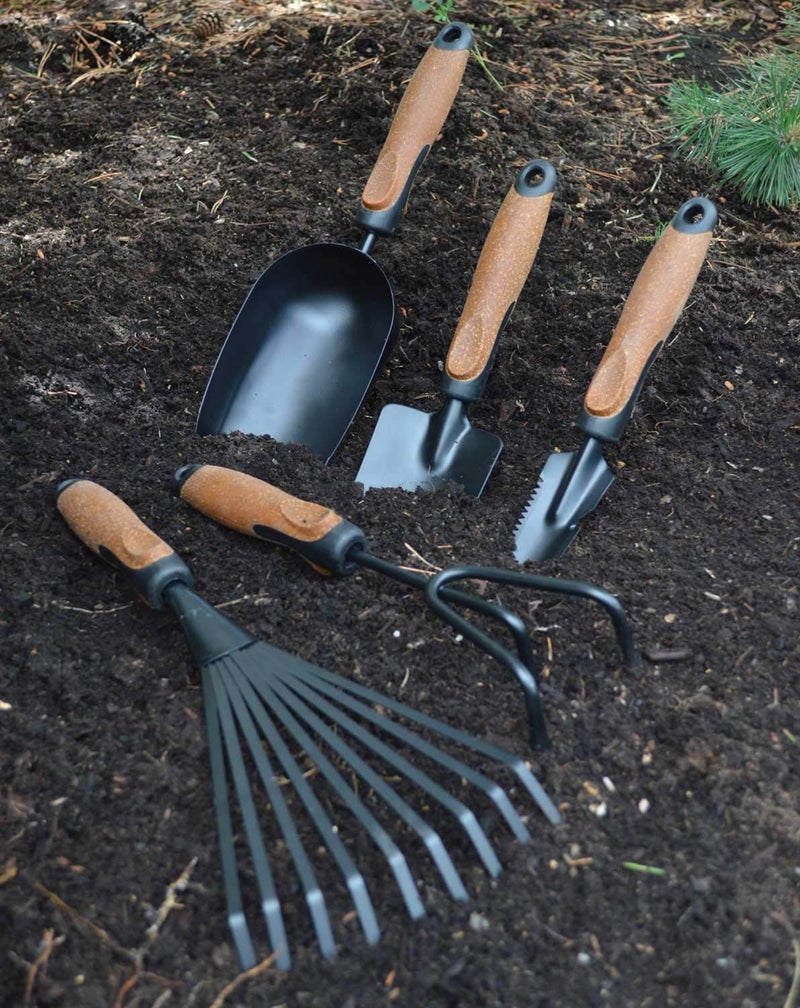 Olmsted Forge Garden Tool Set, 5 Pieces, Heavy Duty Powder Coated Steel, Cork Handle - Image 2